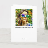 Carte Belle fille avec lunettes de soleil Fleurs de réfl (Dos)