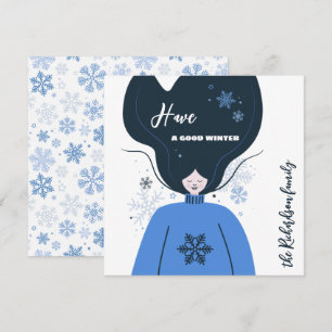 Carte Belle fille Bon hiver