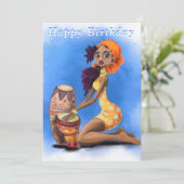 Carte Belle Fille de batteur africaine - Joyeux annivers (Debout devant)