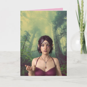 CARTE BELLE FILLE ELFE FÊTE DE LA SAINT-VALENTIN FORET A