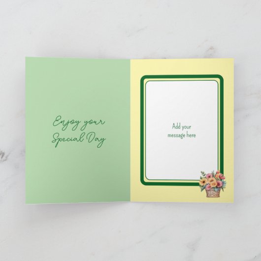 Carte Belle-fille gerbera vert jaune anniversaire (Intérieur)