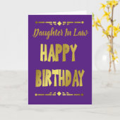 Carte Belle-fille Moderne Violet Or Joyeux Anniversaire (Fleur jaune)