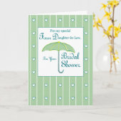 Carte Belle-fille, Vert, Parapluie de Fête de Mariage (Fleur jaune)