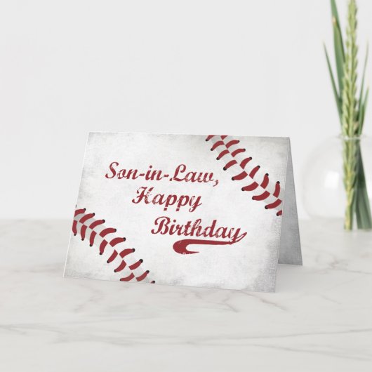 Carte Belle-Fils Anniversaire Large Grunge Baseball (Devant)