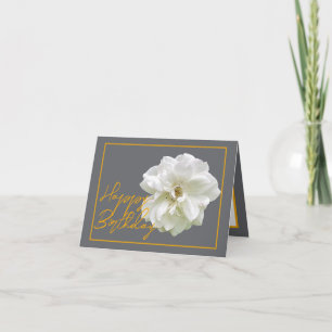 Carte Belle Fleur de Rose Blanche Plutôt Joyeux Annivers
