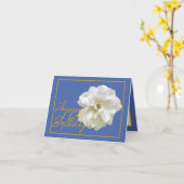 Carte Belle Fleur de Rose Blanche Plutôt Joyeux Annivers (Fleur jaune)