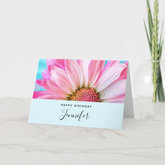 Carte Belle Fleur rose Gros plan Photo Anniversaire (Devant)