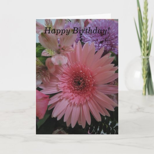 Carte Belle Fleurs rose et violet Anniversaire (Devant)