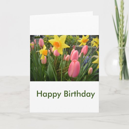 Carte belle fleurs rose printemps tulip rose anniversair (Devant)