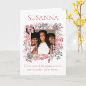 Carte Belle Fleurs roses Fille Bonne Fête des Mères (Fleur jaune)