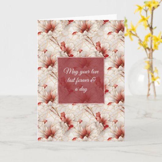 Carte Belle Flore Rouge Blanc (Fleur jaune)