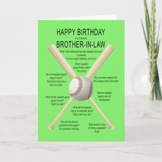 Carte Belle-frère, blagues de baseball d'anniversaire (Devant)