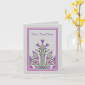 Carte Belle frontière art déco lilas gris violet (Fleur jaune)
