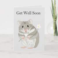 Belle Gris et Blanc Hamster Editable Get Well Bien