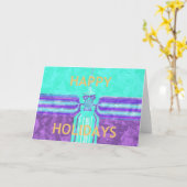 Carte Belle Happy Holidays Blue Cyan conception vectorie (Fleur jaune)