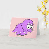 Carte Belle Illustration D'Un Tricératops. (Fleur jaune)