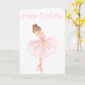 Carte Belle Illustration Petit Ballerina Anniversaire (Fleur jaune)