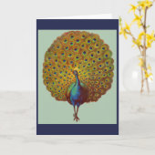 Carte belle impression de paon victorien (Fleur jaune)