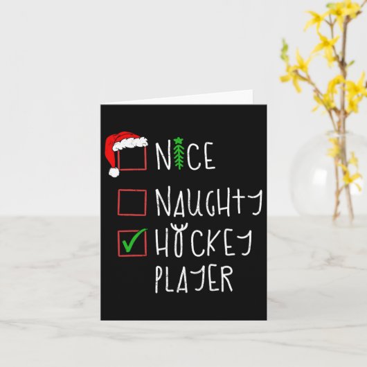 Carte Belle Joueuse de hockey Naughty Costume de Noël dr (Fleur jaune)