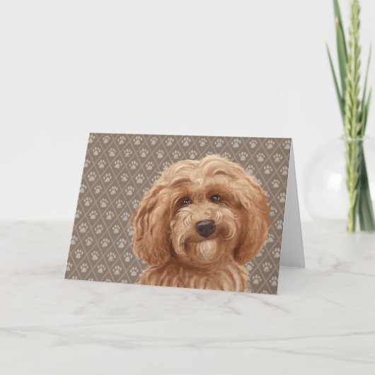 Carte Belle Labradoodle Love Chien Peinture Paw Imprimer (Devant)