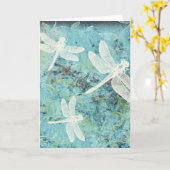 Carte Belle libellule Turquoise Damselflies Fleurs (Fleur jaune)