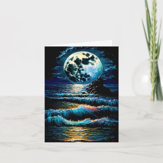 Carte Belle Lune sur l'eau Impasto Peinture (Devant)