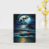 Carte Belle Lune sur l'eau Impasto Peinture (Fleur jaune)