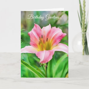 Carte Belle Lys rose Fleur Floral Art Anniversaire