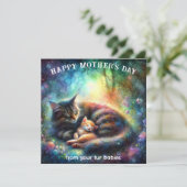 Carte Belle Mama Chat Aquarelle Jardin Fête des Mères (Debout devant)