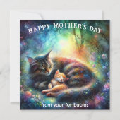 Carte Belle Mama Chat Aquarelle Jardin Fête des Mères (Devant)