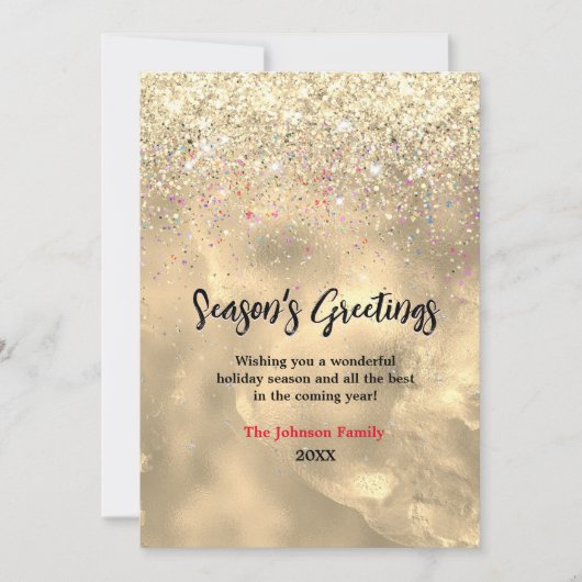 Carte Belle marbre art or parties scintillant Noël nouve (Devant)