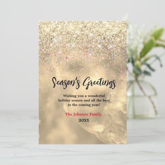 Carte Belle marbre art or parties scintillant Noël nouve (Debout devant)