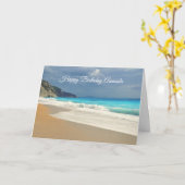 Carte Belle Mer Turquoise Photo Tropicale Anniversaire (Fleur jaune)