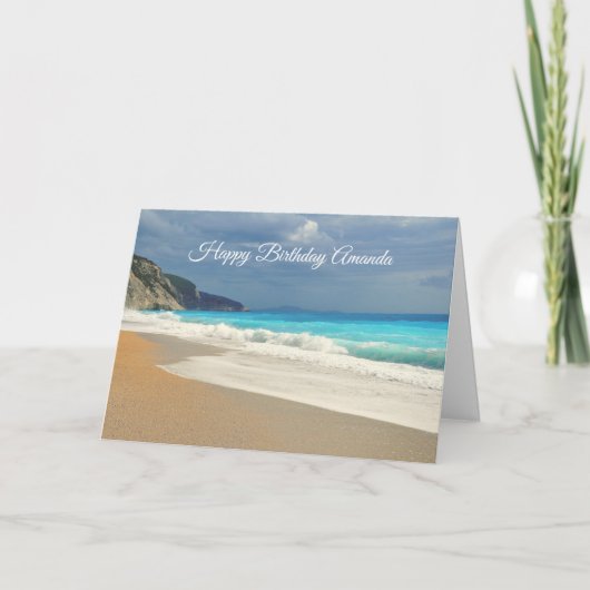 Carte Belle Mer Turquoise Photo Tropicale Anniversaire (Devant)