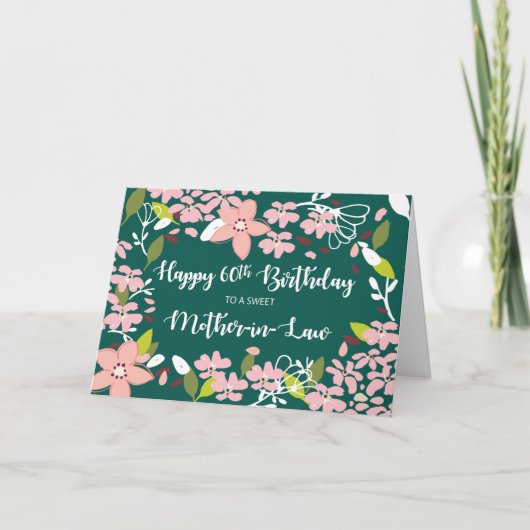 Carte Belle-mère 60e anniversaire Fleurs vertes (Devant)