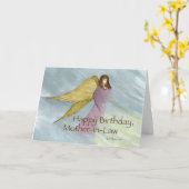 Carte Belle-mère, Ange Bleu (Fleur jaune)