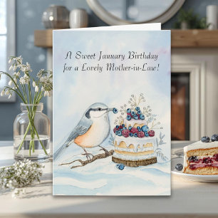Carte Belle-mère Joyeux Anniversaire de Janvier Sittelle