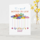 Carte Belle-mère, Mignonne Fête des Mères Nuages Arc-en- (Fleur jaune)