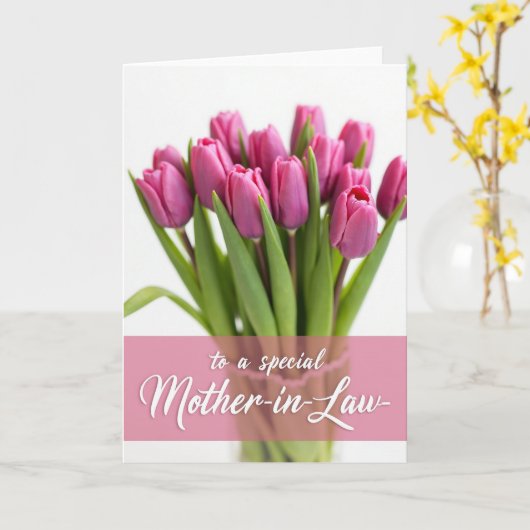 Carte Belle-Mère Rose Script (Fleur jaune)