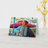 Carte Belle musicienne accordioniste (Fleur jaune)