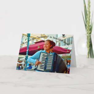 Carte Belle musicienne accordioniste