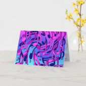 Carte Belle Musique Notes vives Pink Purple Blue Aqua (Fleur jaune)