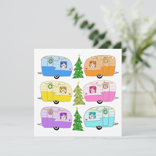 Carte Belle Noël Retro RV Remorques Jours fériés (Debout devant)