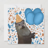 Carte Belle Otter D'Anniversaire Avec Ballons Bleus (Devant)