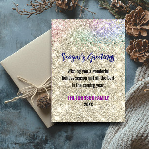 Carte Belle parties scintillant or faux Noël nouvel an