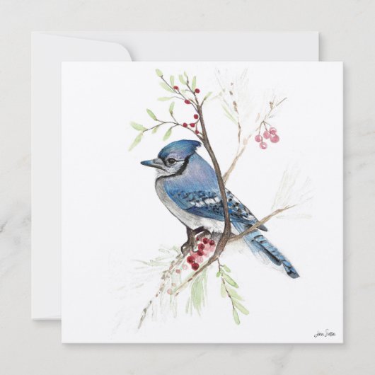 Carte Belle peinture bleu Jay (Devant)