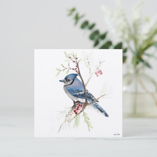 Carte Belle peinture bleu Jay (Debout devant)