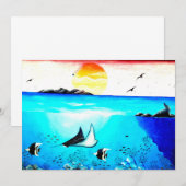 Carte Belle peinture sous-marine (Devant / Derrière)