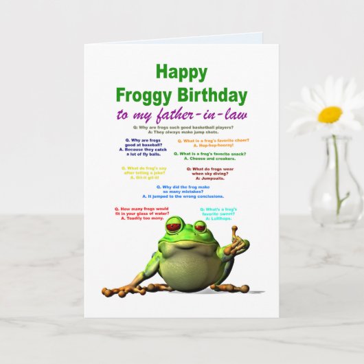 Carte Belle-Père, Anniversaire, Blagues de grenouille (Petite plante)