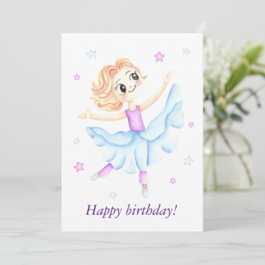 Carte Belle petite fille de gingembre ballerine (Debout devant)